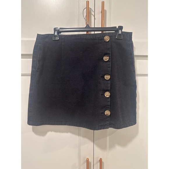 Day to Day Blu Pepper Dresses & Skirts - Day to Day Blu Pepper Black Denim Mini Skirt Button cottonCasual Women's Large